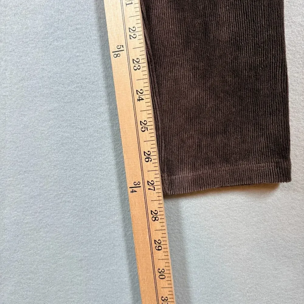Michael Kors Women's Small Brown Corduroy Pull On Skinny Pants Gold
